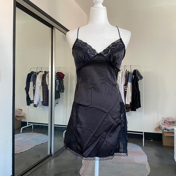 Spaghetti Strap V-Neck Lace-Trim A-Line Mini Dress - Picture 2 of 4